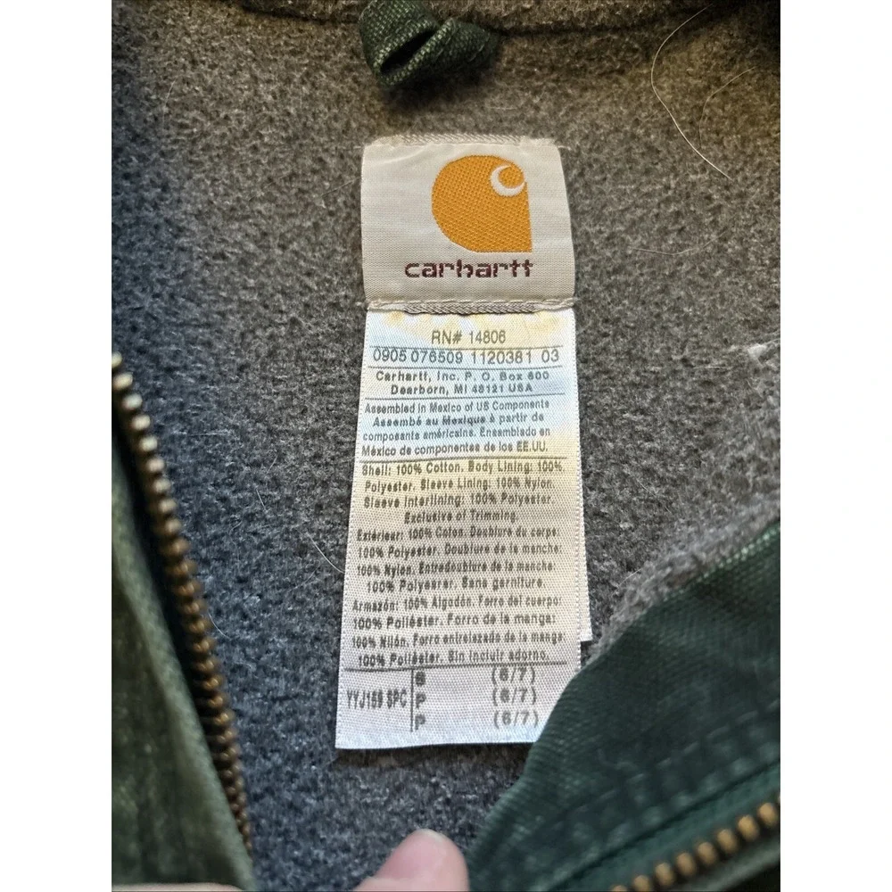 Carhartt Sandstone Jacket Sherpa Lined Youth Small (6/7) YYJ159 SPC SPRUCE Green